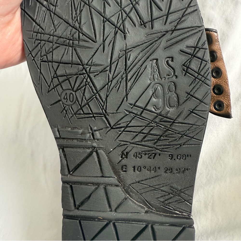 A.S. 98 Thaine Loafers Size 40 US 9-9.5 Black Leather Buckle Statement - Picture 4 of 8